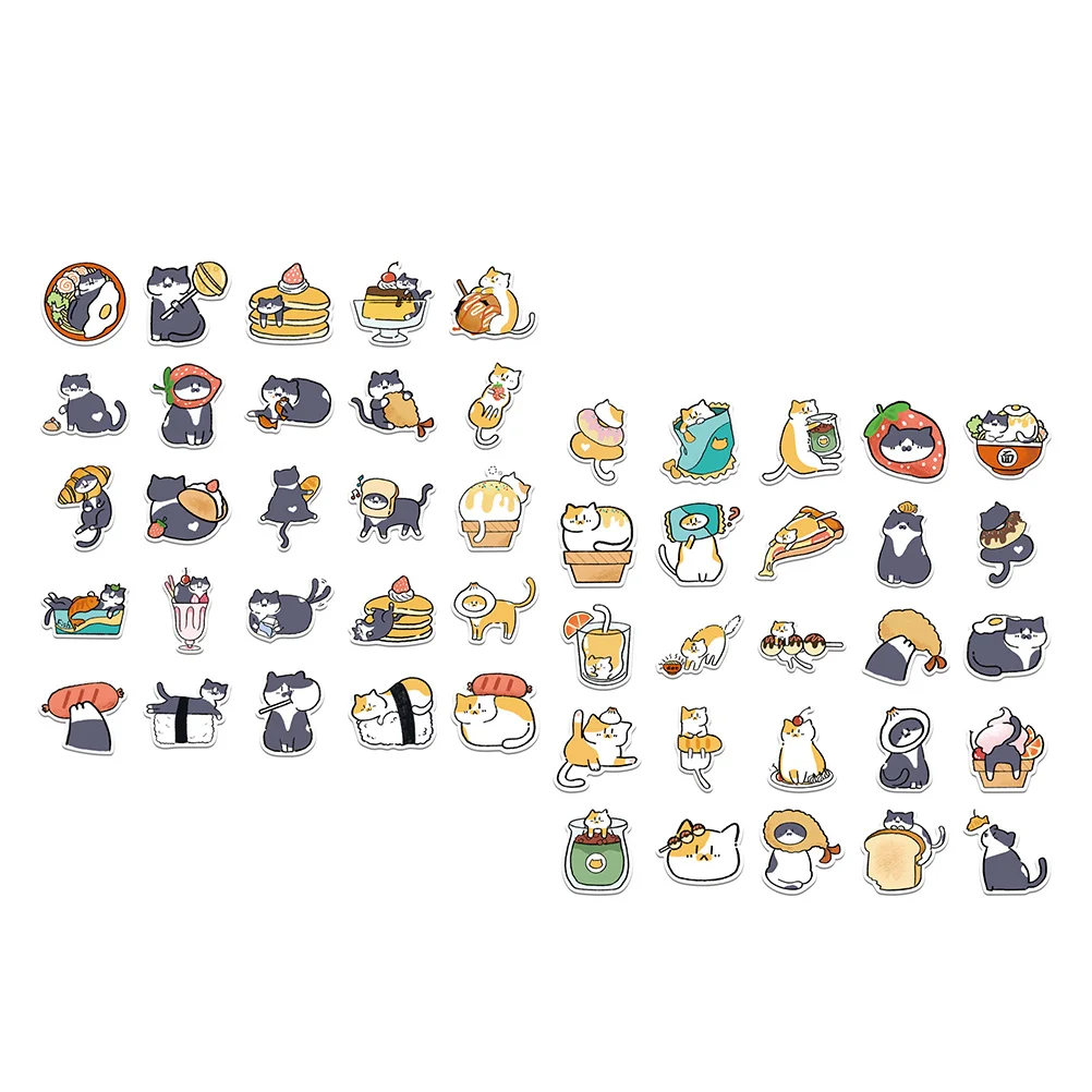 

2 Sets Decorative Stickers DIY Scrapbook Diary Suitcase Waterproof Graffiti Cat Decal Animal Bottle Note