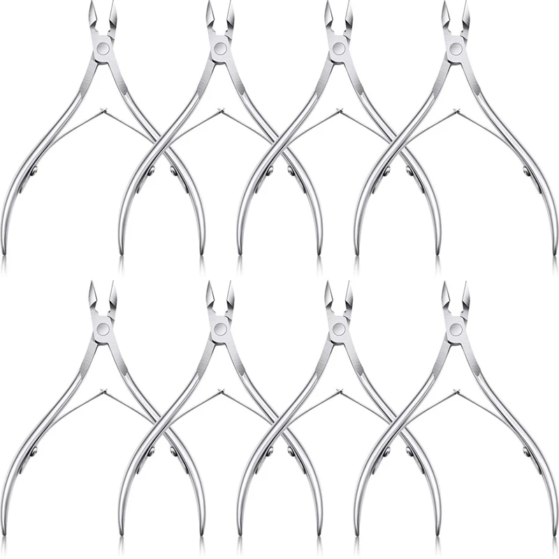 

8 Pieces of Stainless Steel Cuticle Trimmer, Pointed Blade, Dead Skin Removal Scissors Nails and Toenails Manicure Tool