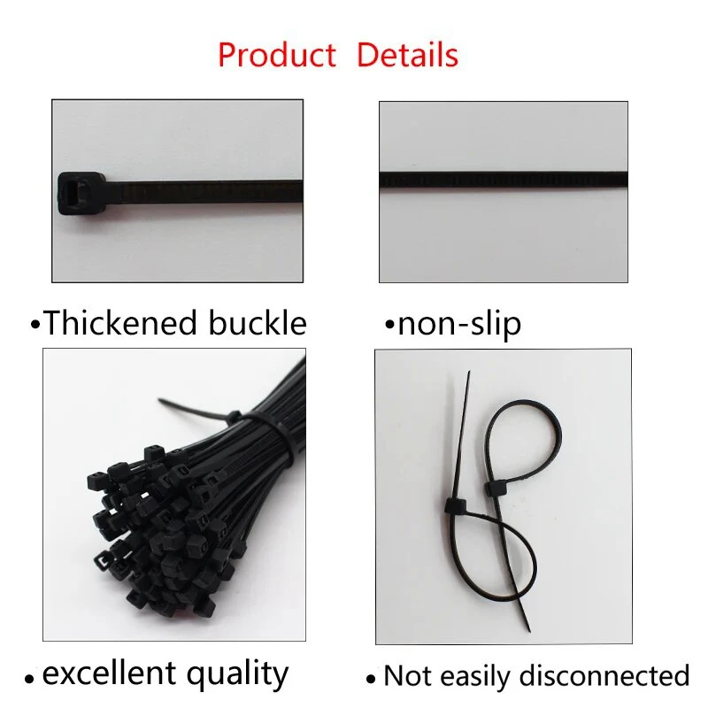 Упаковка сильная никогда не разрывается самоблокирующаяся черная нейлоновая