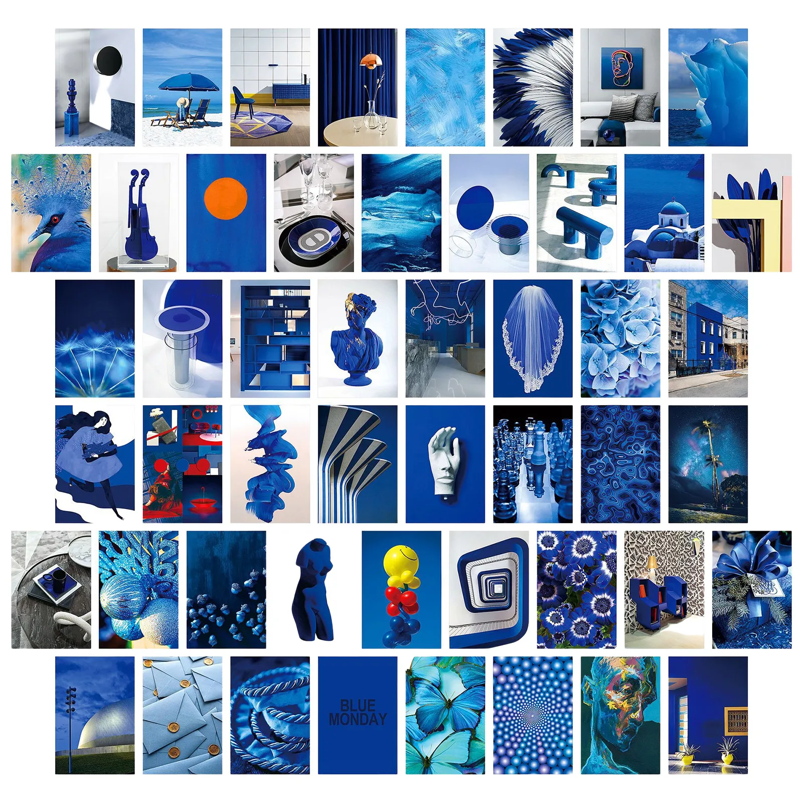 

50 Pcs Blue Wall Collage Kit Aesthetic Postcard Poster For Wall Boho Postcard Poster Vintage Style Art Print Photo Collection