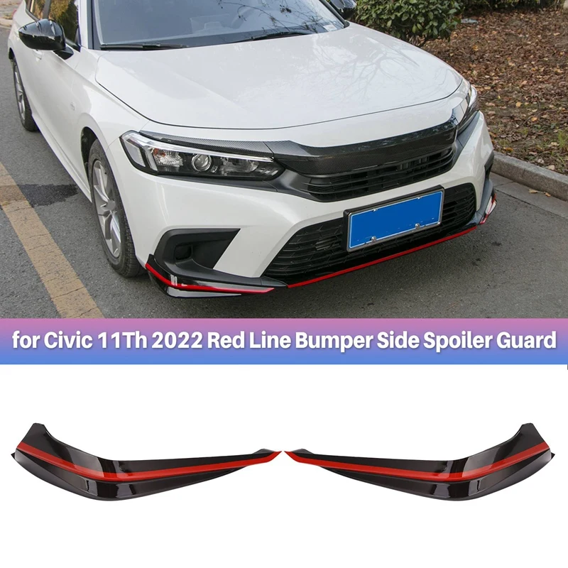 Красная линия для переднего бампера Honda Civic 11Th 2022 боковой спойлер комплект