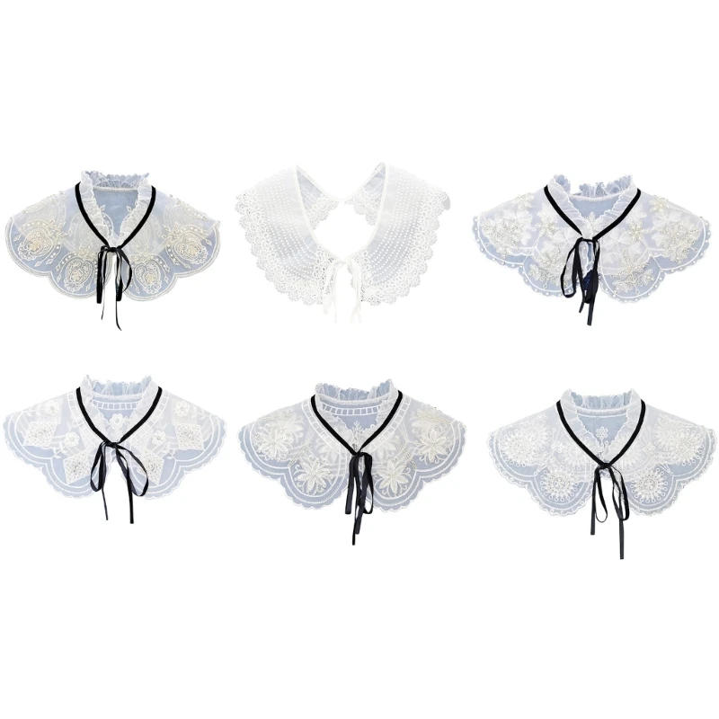 

False Collar Shoulder Wrap Detachable Sweater Collar Venise Lace Up Neckline