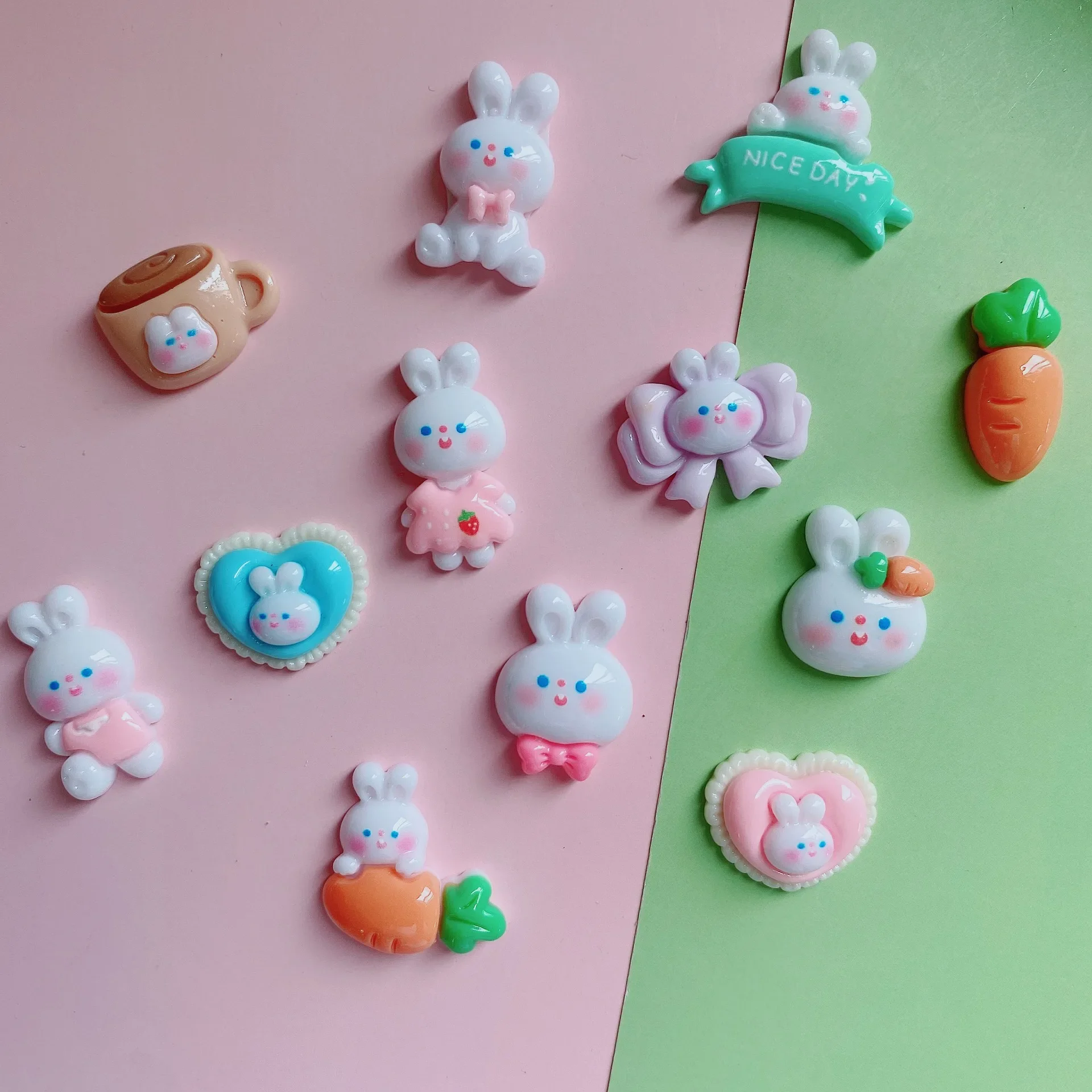 100 шт. блестящий галстук-бабочка с рисунком кролика милый кремовый клей сделай