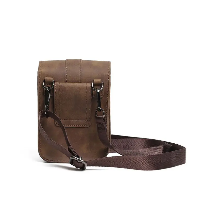 Street Men's Hanging Waist Bag Retro Genuine Leather Mobile Phone Bag Trendy New Shoulder Crossbody Bag