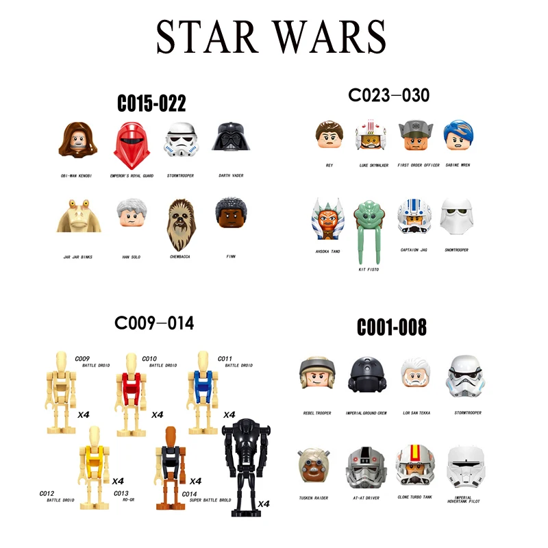 

Darth Vader Battle Droid Jedi Ahsoka Tano Clone Wars Assemble Building Blocks Han Solo Chewbacca Stormtroopers Brick Figures Toy