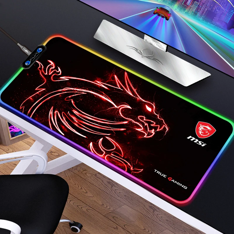 

MSI Mouse Pad RGB Mousepad Keyboard Gaming Carpet Backlit Mat Computer Pc Gaming Table Gamer Mausepad Desk Mat Protector Pad Diy