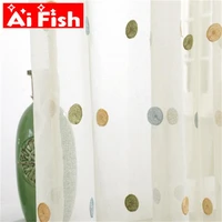 colorful circle embroidery sheer curtains for living room drapes white window screen cotton linen bedroom tulle curtain zh035 5