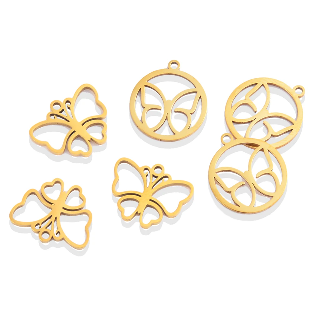 5pcs Stainless Steel Mini Butterfly Charms Girl DIY Necklace Earrings for Making Earrings Necklace Bracelet Jewelry Accessories