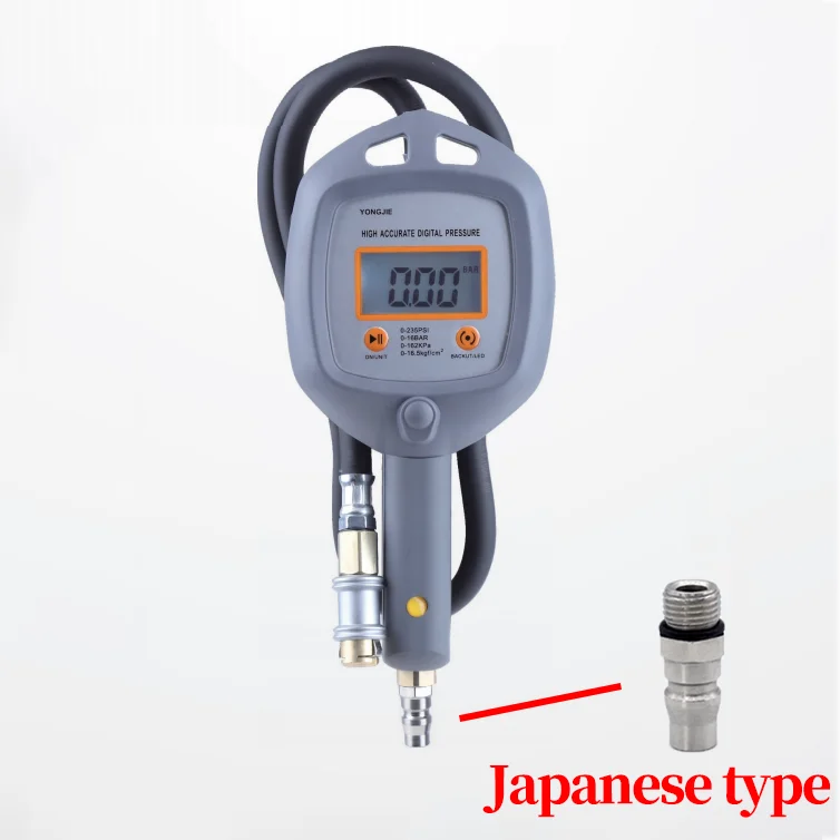 

Цифровой манометр для шин, пистолет для накачивания со шлангом, воздушный патрон, светодиодный дисплей, циферблатный измеритель, автомобильный тестер, пистолет для давления в шинах