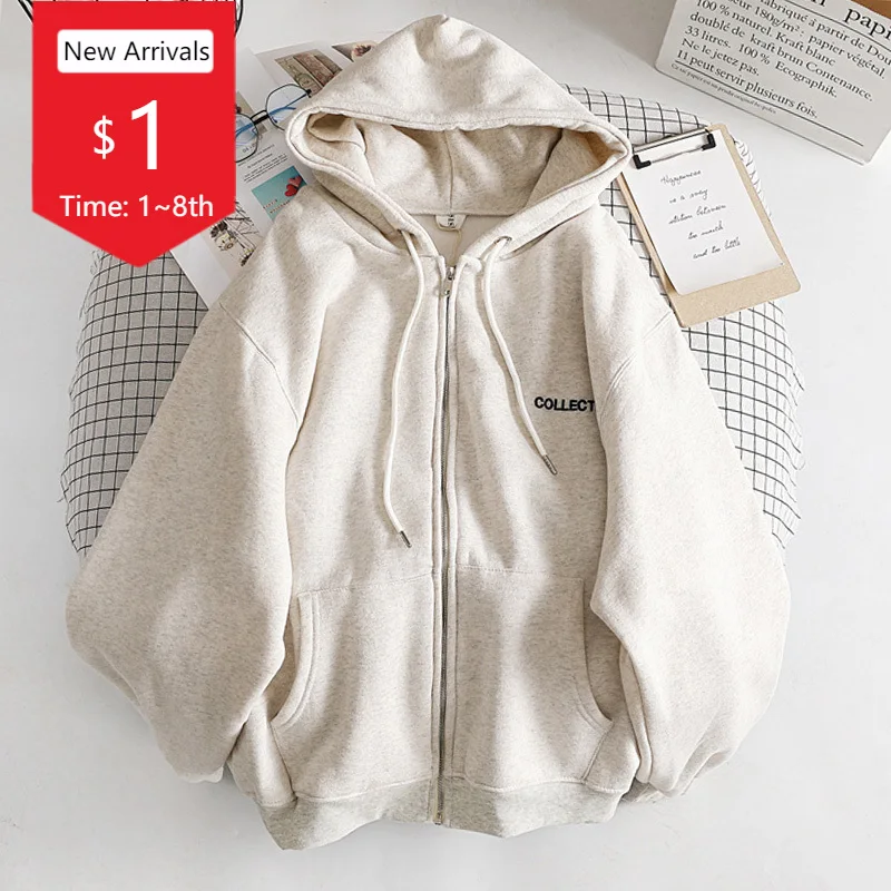 

men‘s zip up hoodie Long Sleeve Oversized Hooded Sweatshirts letter embroidery pocket cardigan jacket Unisex hoodies y2k clothes