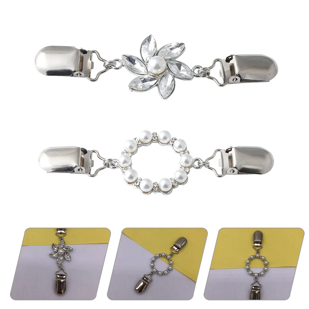 

2 Pcs Clothing Clips Female Brooch Clips Vintage Cardigan Clips Sweater Clamps