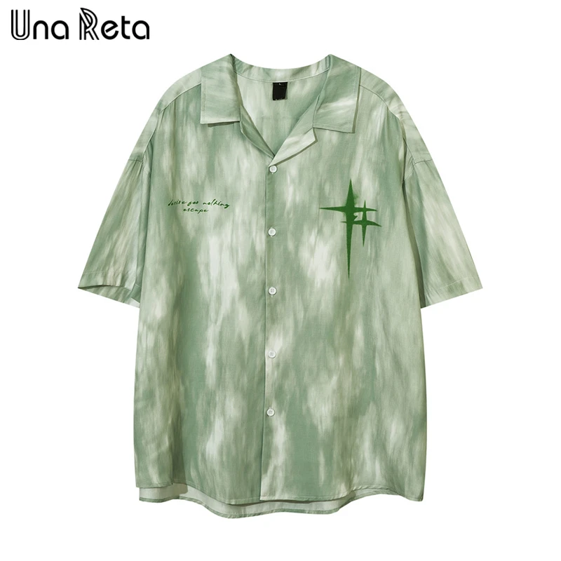

Мужская рубашка с галстуком-краской Una Reta, летние топы, уличная одежда, Гавайские рубашки для мужчин, однобортные рубашки оверсайз Harujuku