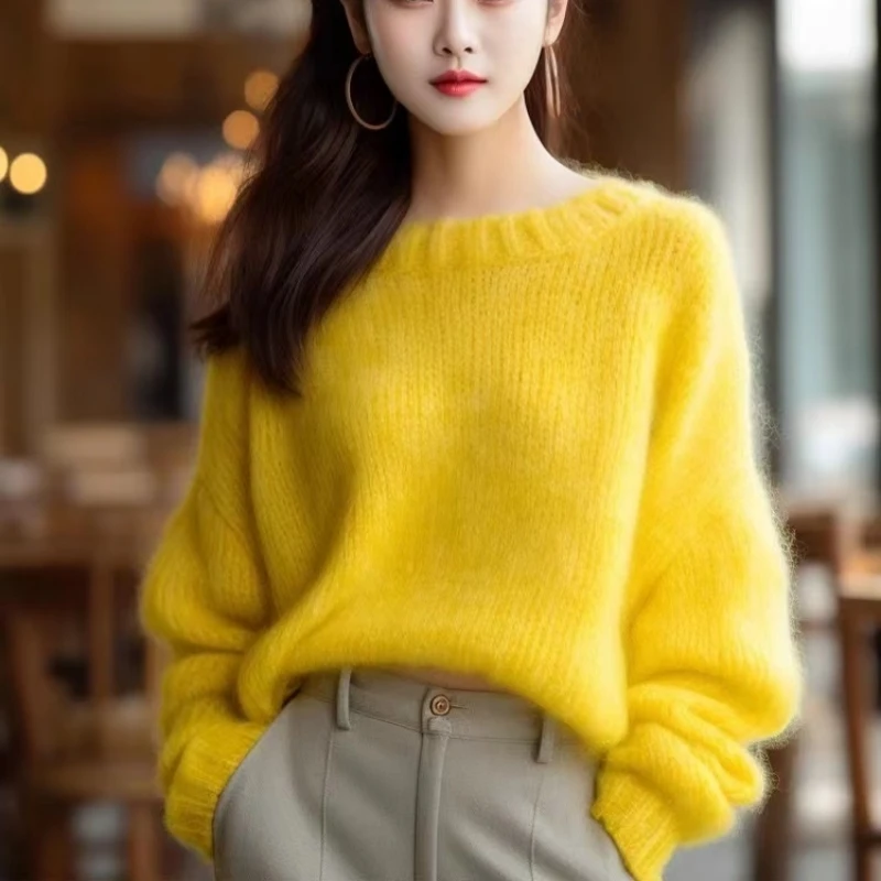 Neploe 2024 осенне-зимние желтые свитера во французском ароматном стиле женские