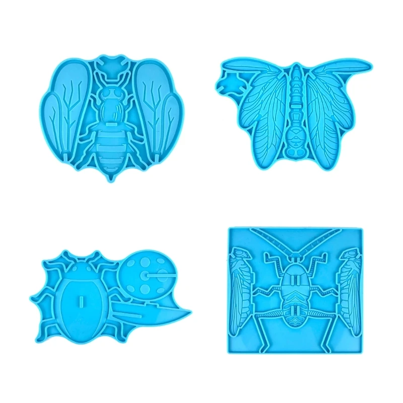 

E9LC Seven Ladybug Bees Butterfly-shape Mold DIY Ornaments Pendant Epoxy Mold