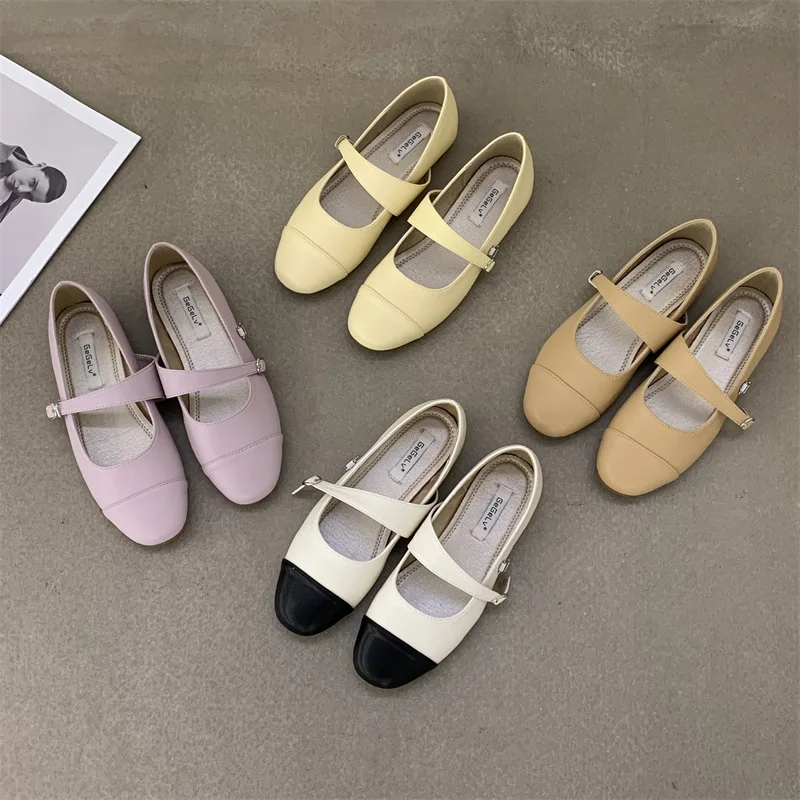 

Moccasin Shoes Round Toe Casual Female Sneakers Dress Flats Women Elegant Moccasins Summer New Boat Rubber Buckle Strap PU Basic