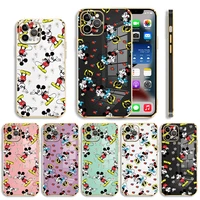 minnie mickey flower art luxury soft plating phone case for iphone 13 12 11 pro max mini x xr xs max 7 8 6 6s plus se cover