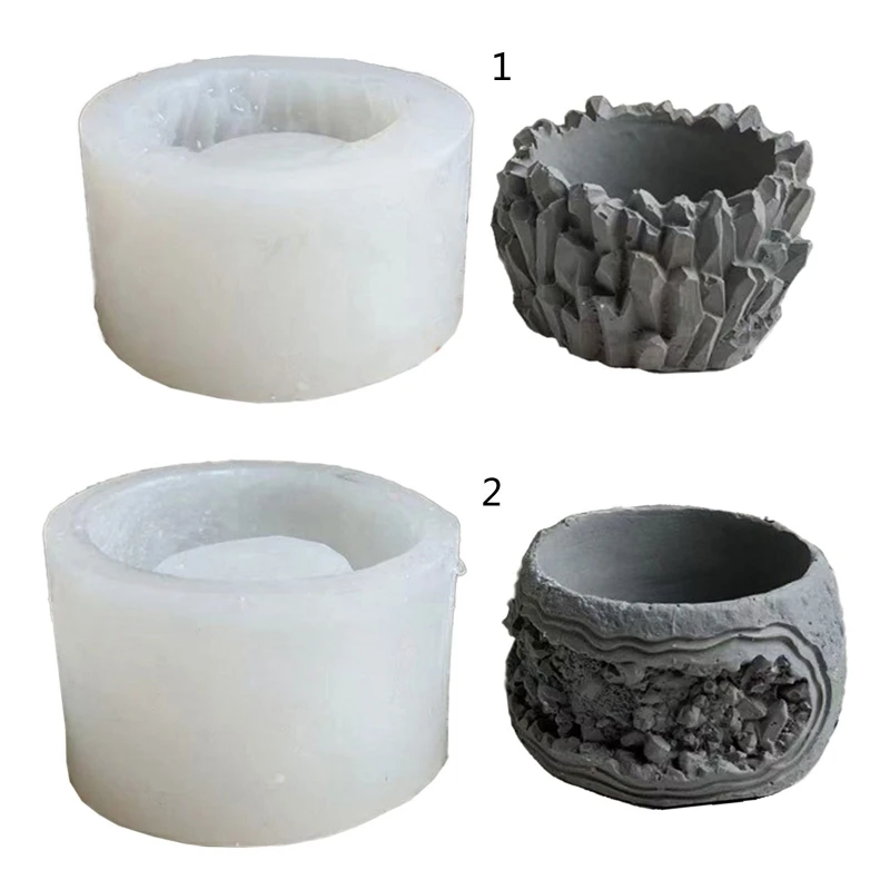 

R3MC Silicone Resin Round Flower Pot Mold Flower Epoxy Resin Casting Mold Succulent Vase Cement Mold Plant Holder Mold