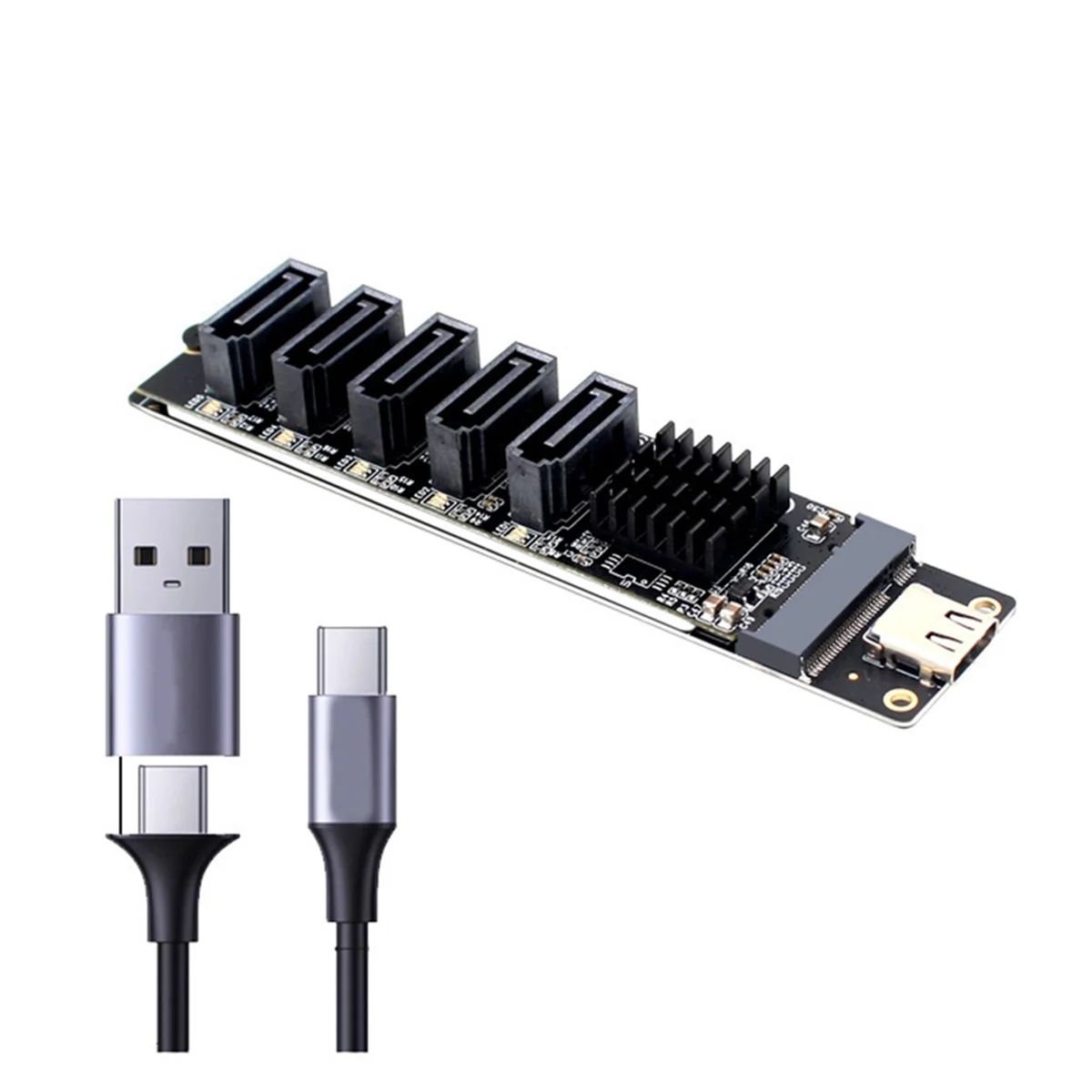 5-портовый адаптер TYPE-C в SATA3.0 карта-конвертер 6 Гбит/с USB10G JM575 + JMS580 для расширения