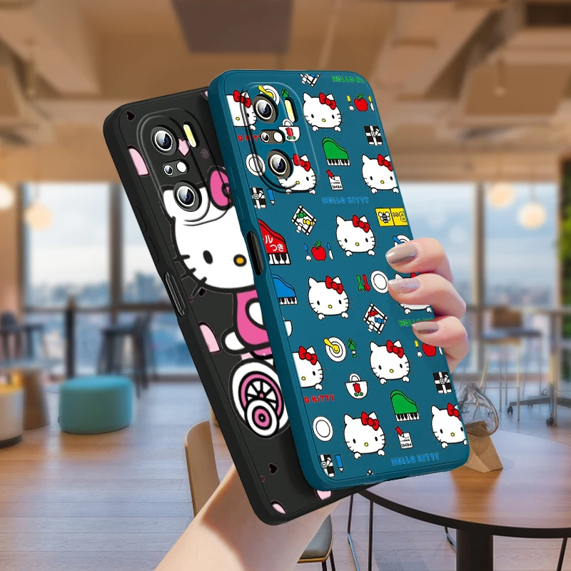 

Hello Kitty Cute Cartoon For Redmi K40 Gaming K30 K30S 10X 9A 9 9T 9C 9AT 8 8A 7 6 6A 5A 4X Liquid Silicone Rope Phone Case