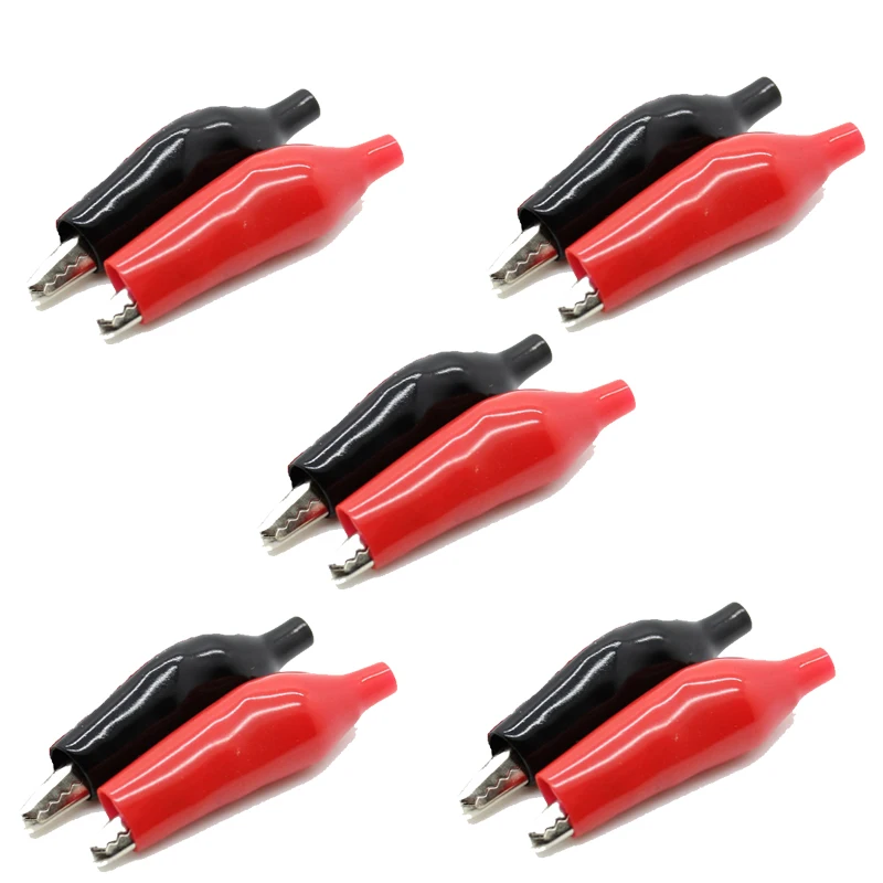 

5pairs Alligator Clip crocodile electrical Clamp 45mm/35mm for multimeter Testing Probe Meter with Black and red Plastic Boot