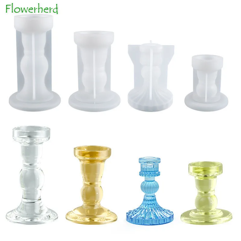 

Roman Stereo Striped Pillar Candle Holder Silicone Mold DIY Crystal Epoxy Resin Molds Jewelry Table Top Decoration