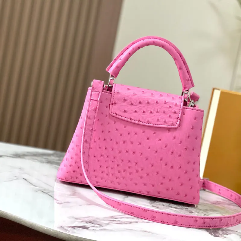 Luxury Fashion Tote Bag Classic Versatile Shoulder Bag Ostrich Pattern Genuine Leather Handbag Women's Bag Crossbody Bag Purse