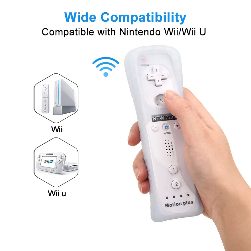 2 шт. пульт дистанционного управления с Motion Plus для Nintendo Wii Nunchuck беспроводной