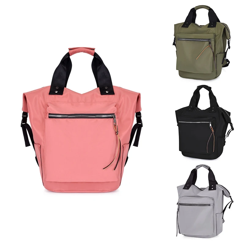 

Nylon Waterproof Backpack Female Large-Capacity School Bag Casual Solid Color Travel Laptop School Bag