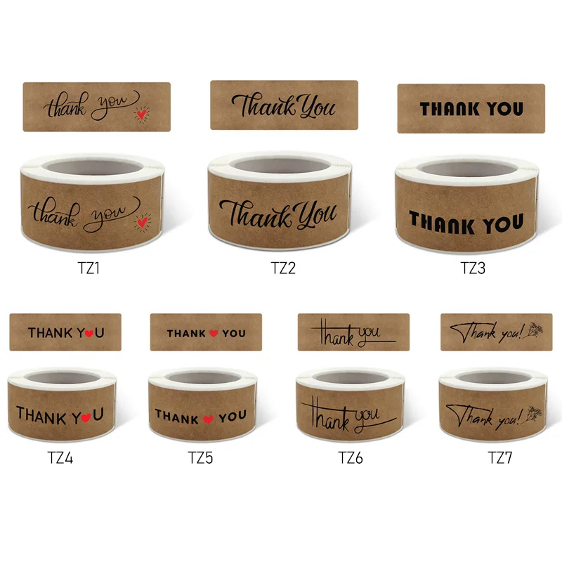

Thank You Kraft Stickers Self Adhesive Gift Label Stickers For Wrapping Baking Envelope Sealing Wedding Decoration 120Pcs/Roll