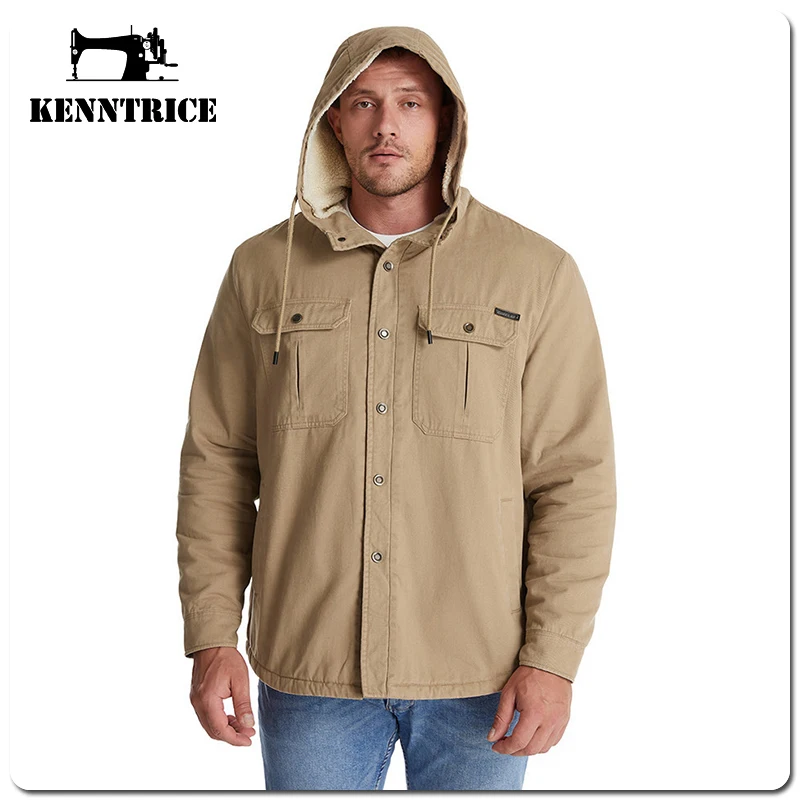 Kenntrice Parkas Jackets Thermal Cold Proof Fleece Polar Fleece Hooded Large Size Big Yards Classic Vintage Loose Men'S Snow