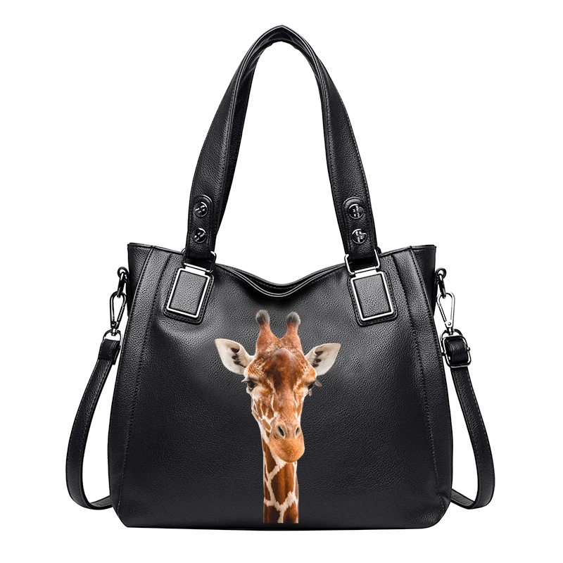 

Women Luxury Bag Casual Tote Bag Female Fashion Designer Handbags High Quality Lady PU Leather Shoulder Giraffe Picture Bags