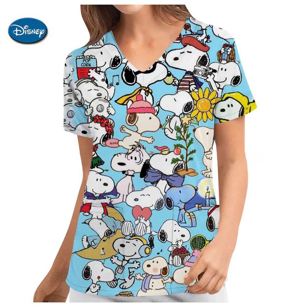 Футболка America Snoopy Женская Повседневная Рабочая Униформа для больницы с V-образным