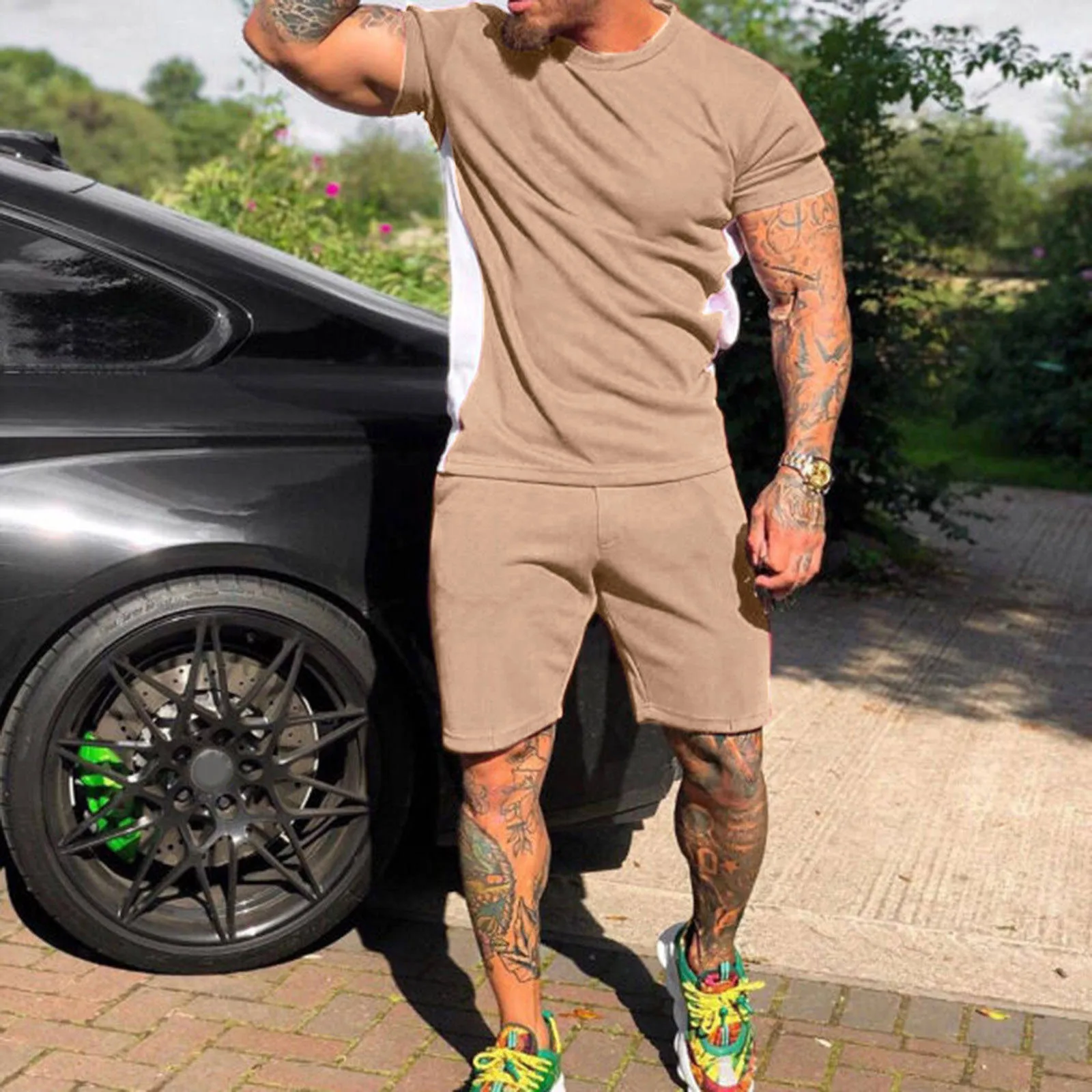 

2022 Summer New Tracksuit Short Sleeved Men's Sets Loose Lapel Solid 2 Piece Set Solid Shirt Sportswear Jogging Suit Clothing