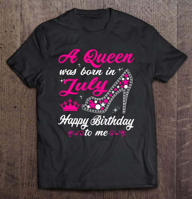 

Рубашки для женщин на день рождения с изображением королевы была родилась в июле, футболки, Мужская хлопковая футболка, летняя аниме одежда,...