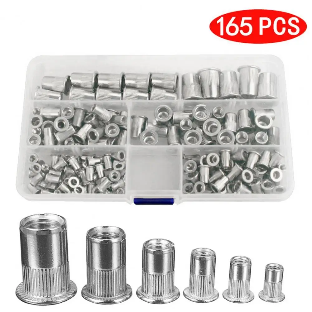 

165Pcs Stainless Steel Rivet Nut M3 M4 M5 M6 M8 M10 Rivnut Flat Head Threaded Rivet Insert Nutsert Cap Rivet Nut