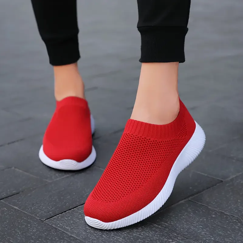 

Women Shoes Knitting Sock Sneakers Plus Size Fashion Women Vulcanize Shoes Female Air Mesh Sneakers Flat Casual Tenis Feminino