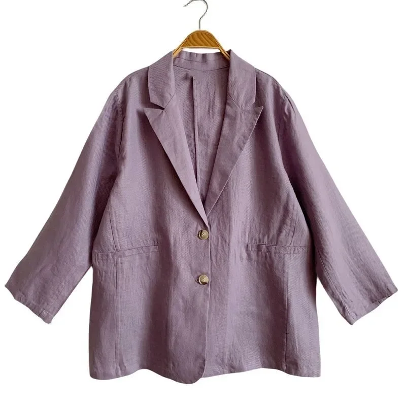 9872 льняной саржевый костюм повседневное пальто с длинным рукавом простой