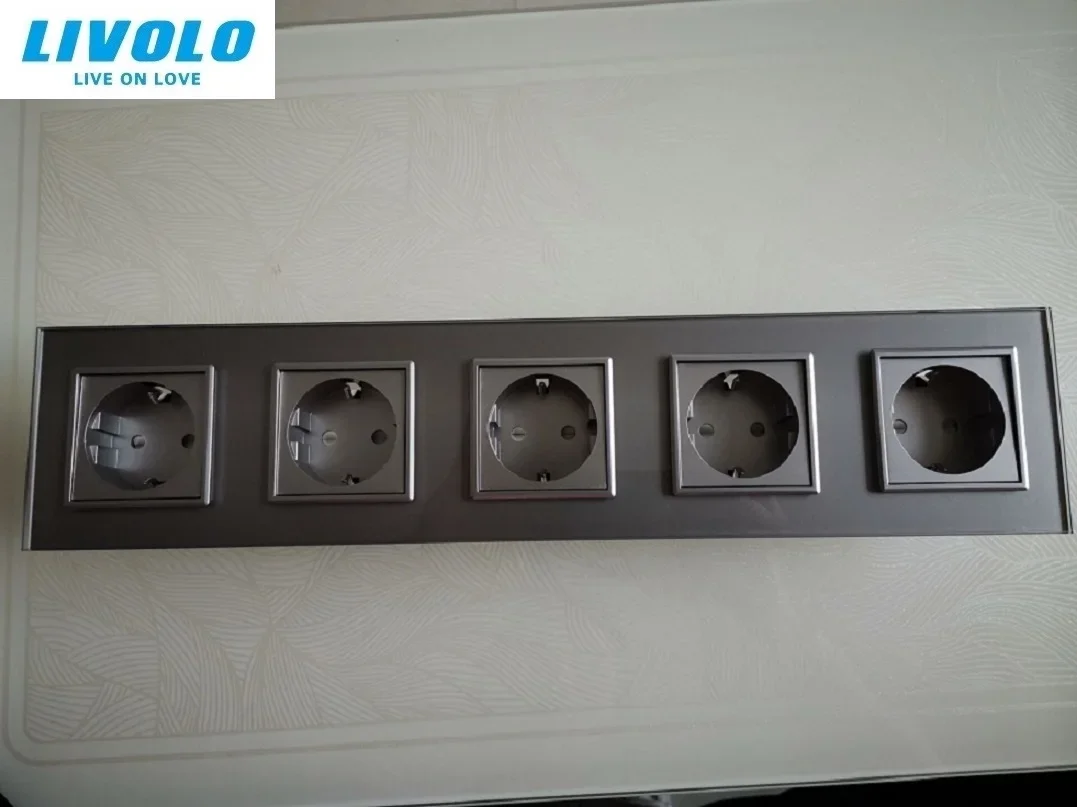 

Стандартная розетка Livolo EU, розетка из хрустального стекла, многофункциональная розетка с пятью стенками без вилки VL-C7C5EU-11