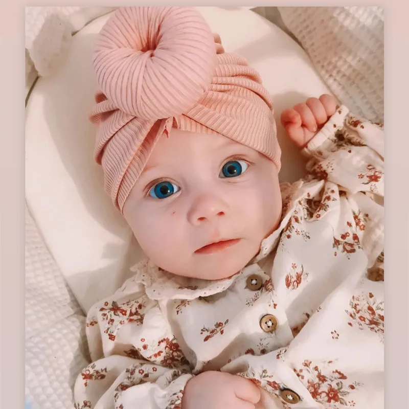 

2022 Newborn Toddler Kids Baby Girl Boy Turban Crochet Knit Beanie Hat Winter Cap Knot Solid Soft Hospital Caps Baby Accessories
