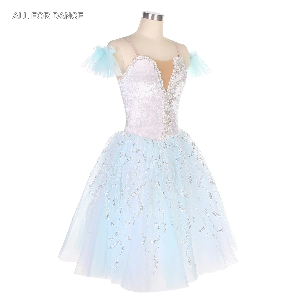 21315 Белый бархатный лиф с бледно-зеленой длинной романтической юбкой-пачкой для