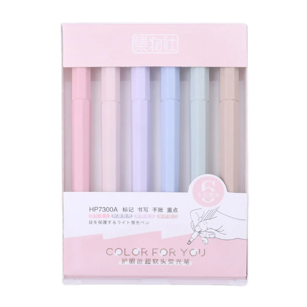 

6Pcs Painting Fluorescent Pen Colored Notes Highlighter Children Watercolor Pens