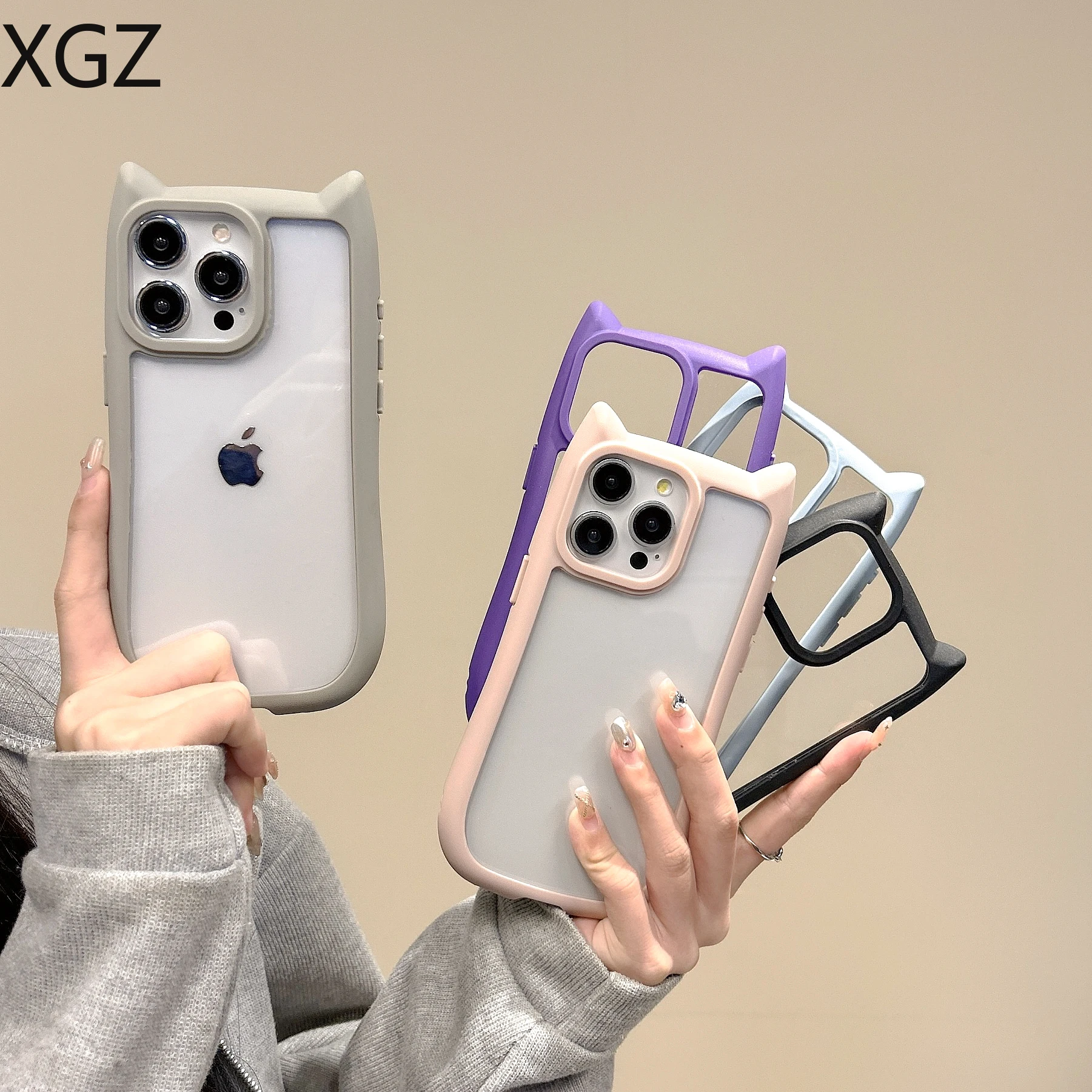 Чехол для телефона с милыми кошачьими ушками iPhone 16 15 14 1312 11 Pro Max Plus XR XS X SE3 мягкая