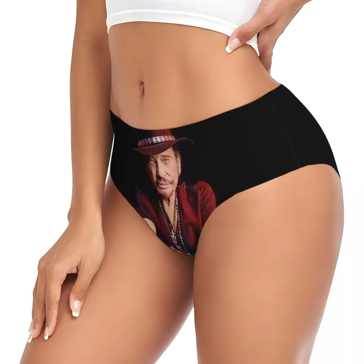 Фото Трусики Custom Johnny Hallyday, женские удобные эластичные трусики с изображением французского рок-певца, нижнее белье, подарки на день Святого Валентина, трусы №3