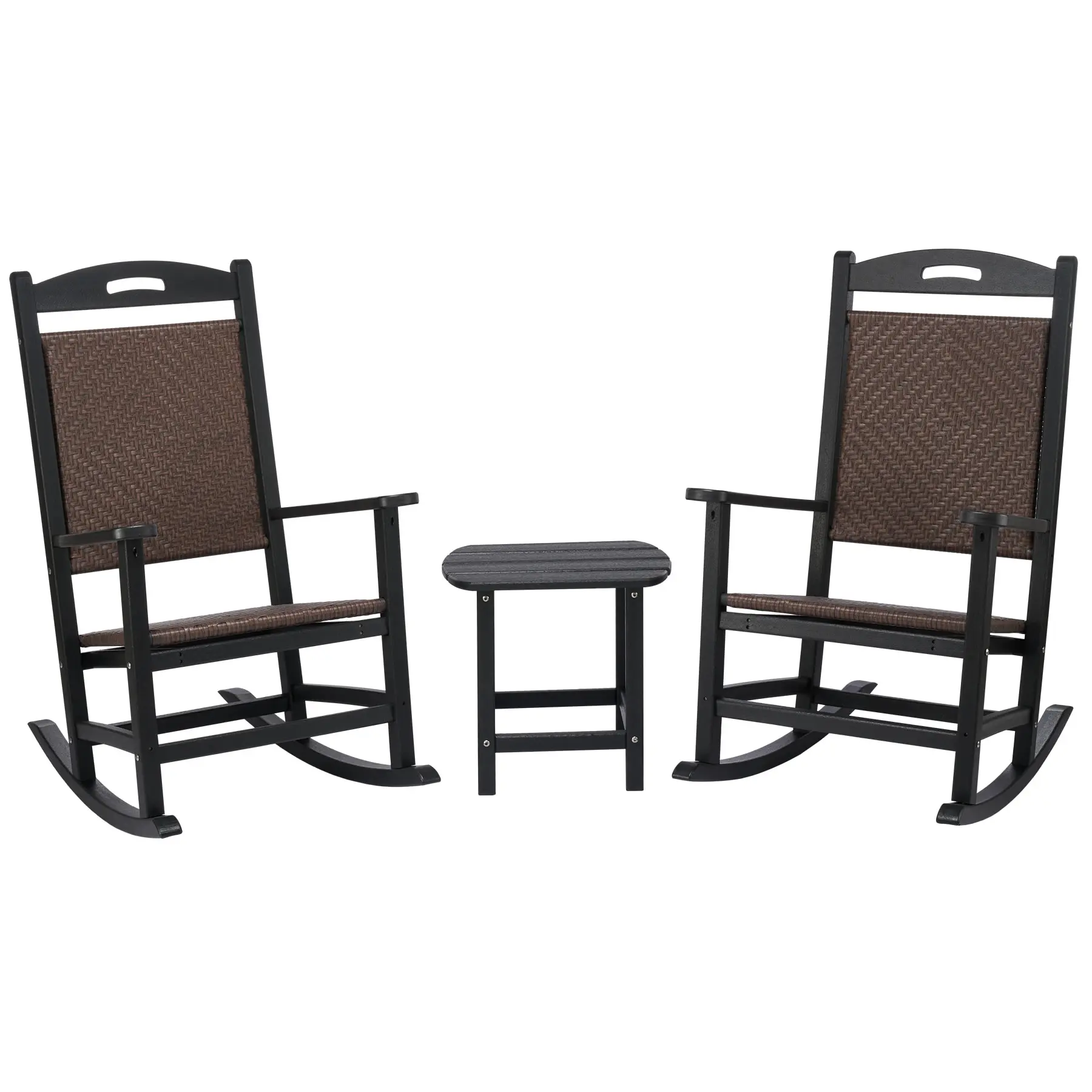 , Patio Rattan Rocker Chair With Steel Frame, Rocking Lawn Chair Patio Furniture, High Back Chair