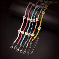 new personality womens rice bead flower necklace