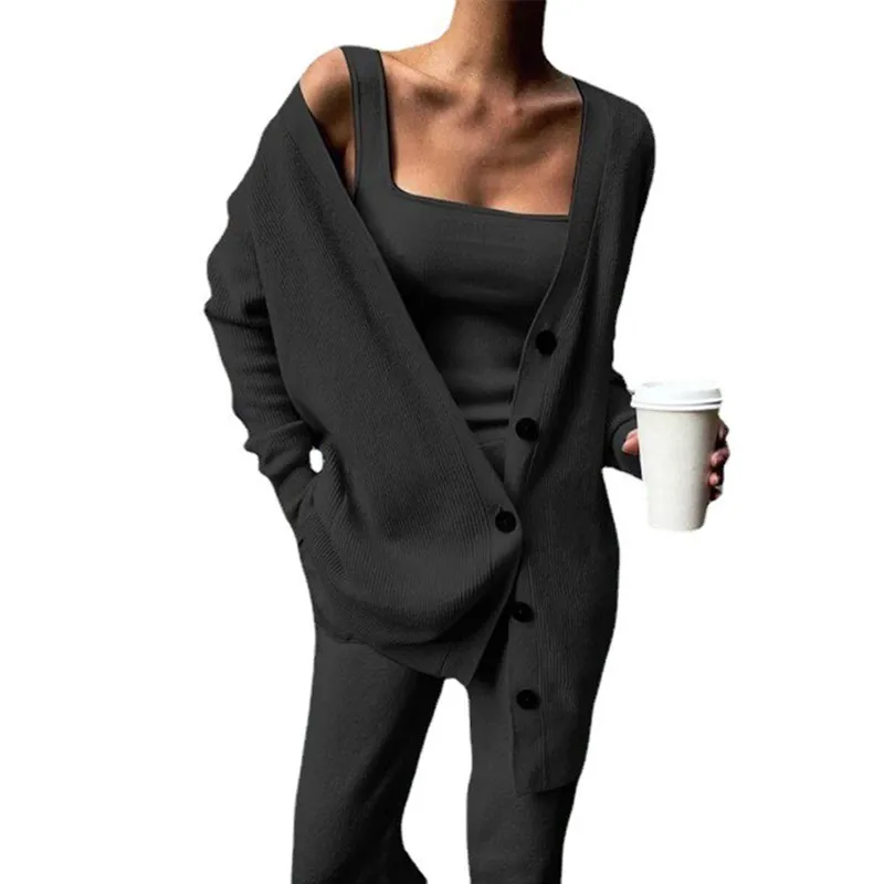 Трикотажный Комплект из трех предметов для женщин новая стильная верхняя одежда