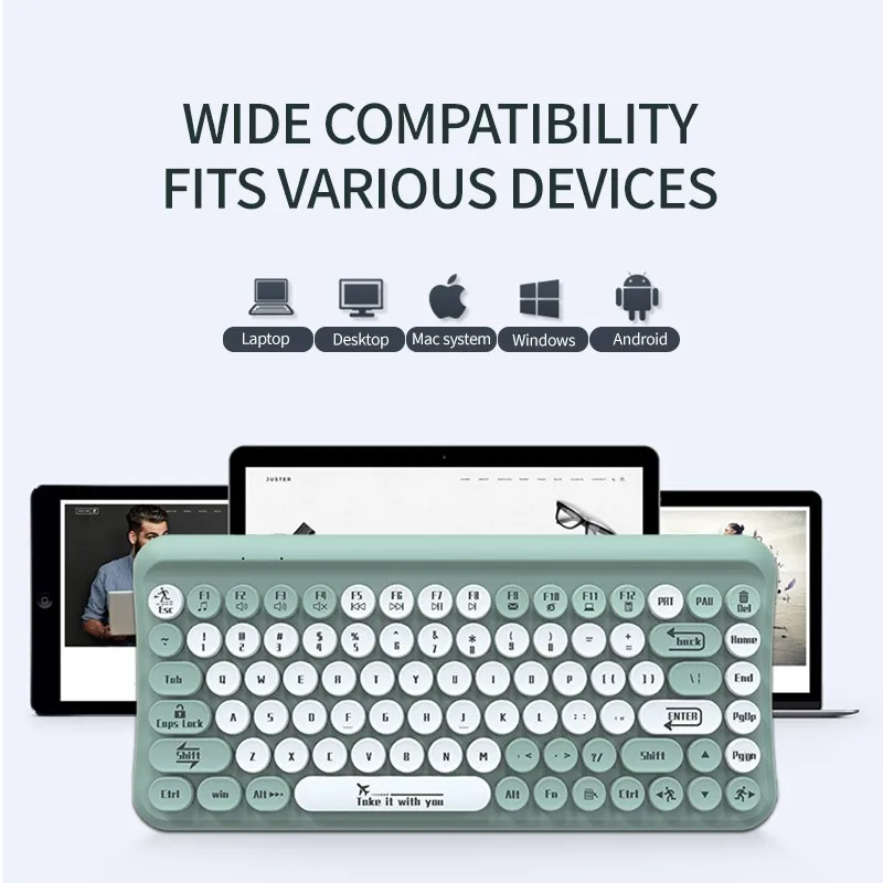 Беспроводная Bluetooth клавиатура и мышь 85 клавиш портативная двухцветная в стиле