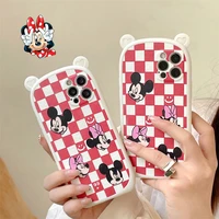 disney mickey minnie mouse phone cases for iphone 13 12 11 pro max xr xs max x cartoon couple luxury anti drop soft cover