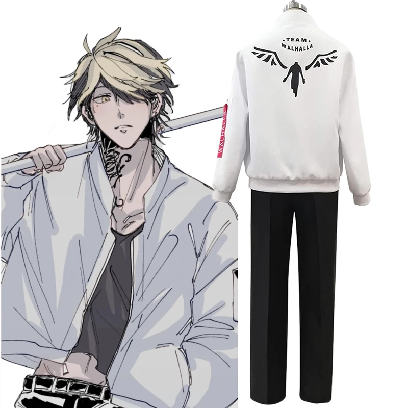 

Костюм из аниме «Токийский мстители» для косплея, костюм казутора, ханемия, бейсбольное пальто на белой молнии, бейсбольная куртка Mi Key Draken, ...