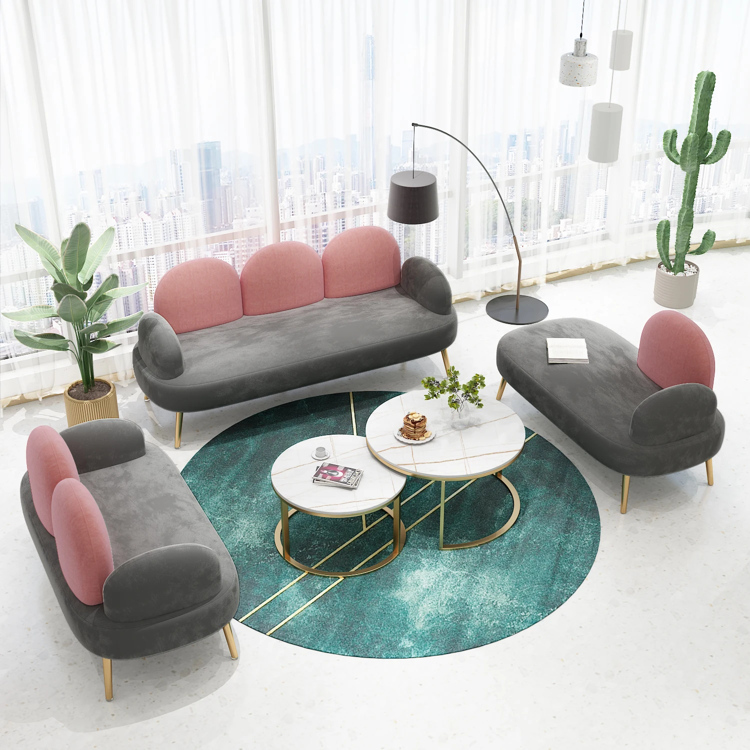 

Малый семейный тканевый диван TuyaNordic для офиса, приемника, магазина одежды, зоны отдыха, маникюрный салон, креативный двойной